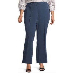 Worthington Womens SZ 18W Blue Wide Leg Crop Pants Pull On Stretch